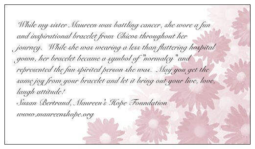 Maureen’s Hope Foundation- Bracelet card